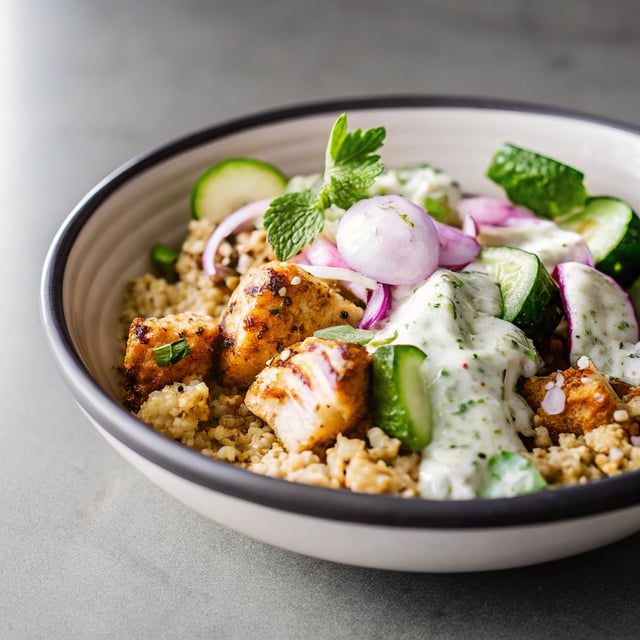 Crispy Chicken Tikka Bowls with Mint Sauce
