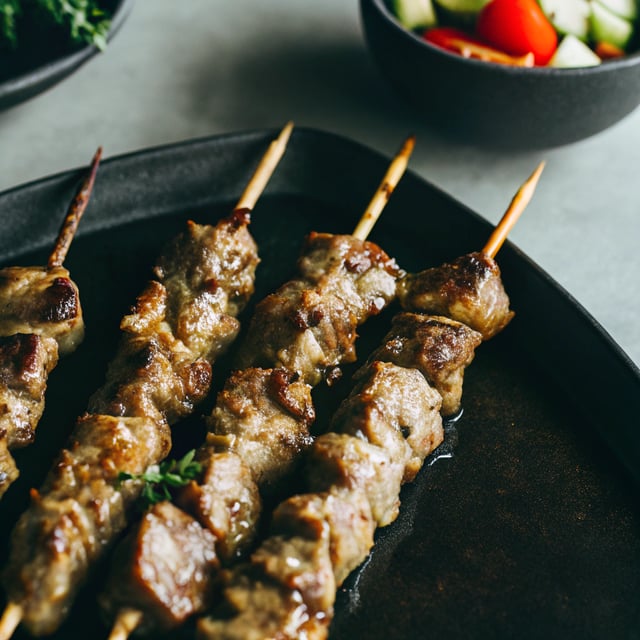Garlic and Black Pepper Beef Skewers