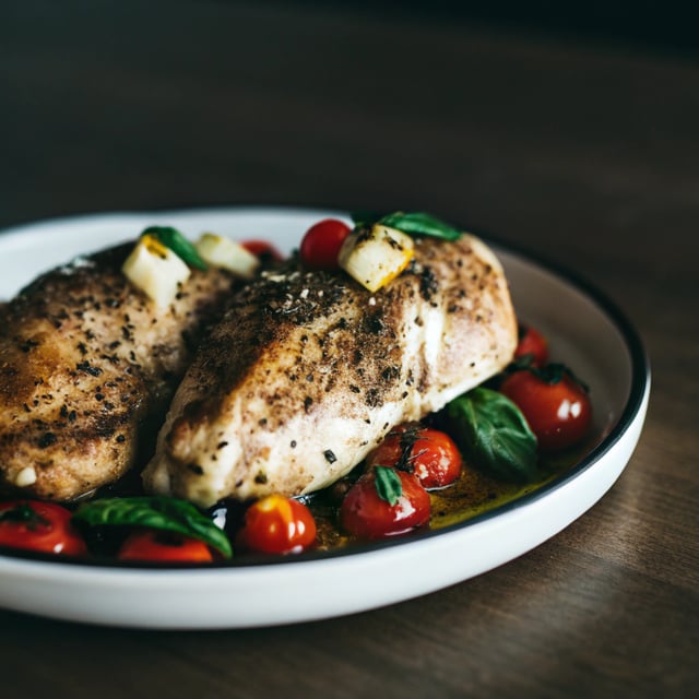 Garlic Basil Chicken with Tomato Butter Sauce
