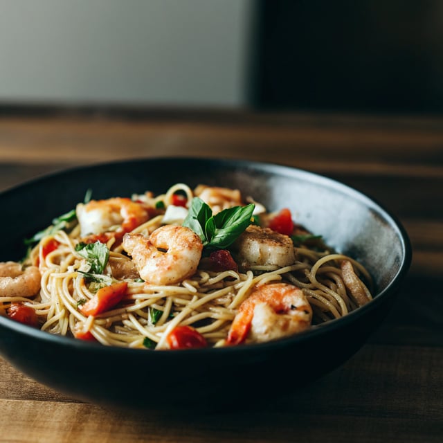 Garlic Butter Capellini Pomodoro with Shrimp