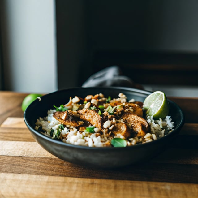 Ginger Peanut Chicken with Coconut Rice