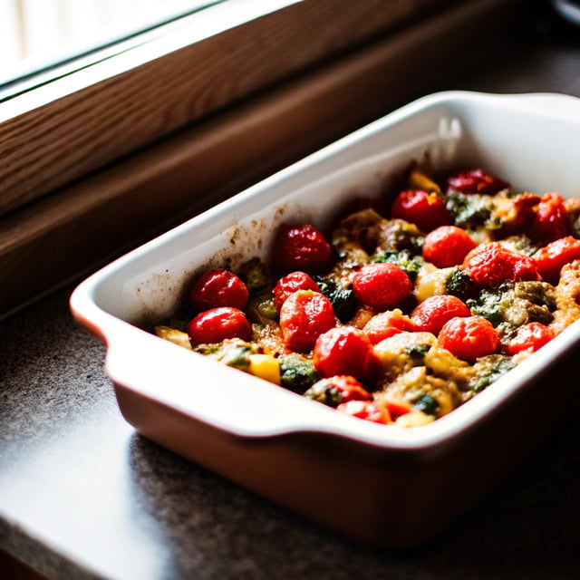 Healthy Baked Pesto Rigatoni