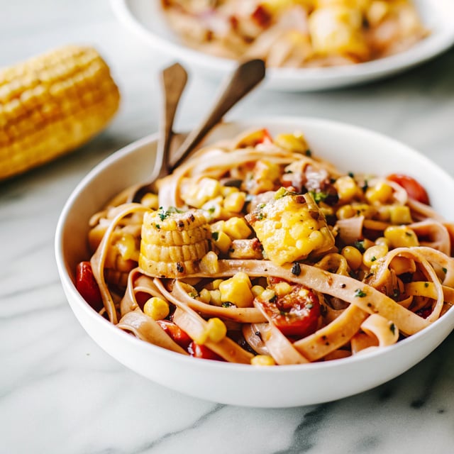 Healthy Chipotle Sweet Corn Fettuccine