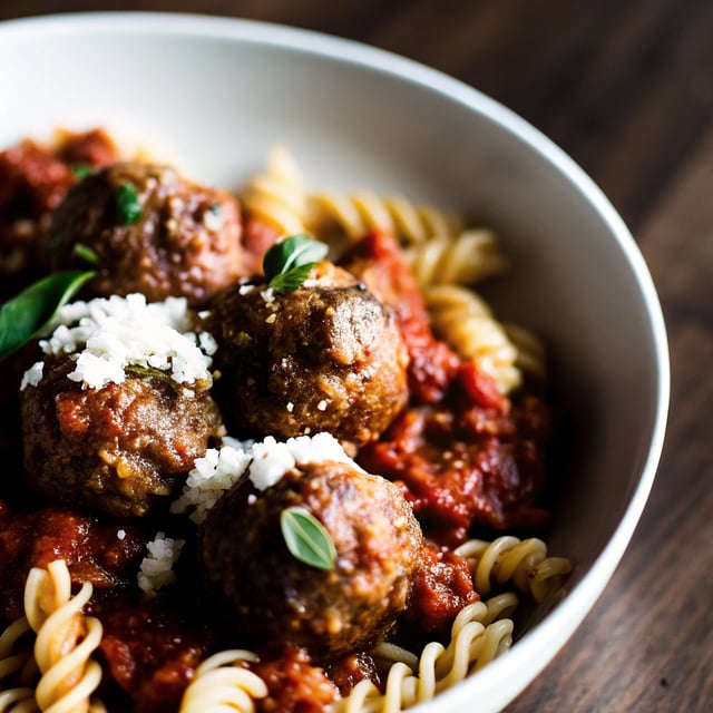 Instant Pot Pasta and Meatballs with Lemon Herb Ricotta