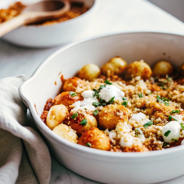 Millionaire Gnocchi with Red Sauce, Herbed Ricotta, and Golden Crispies