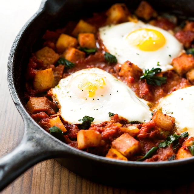 One Pot Spicy Eggs and Potatoes