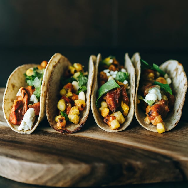 Red Chile Chicken Tacos with Creamy Corn