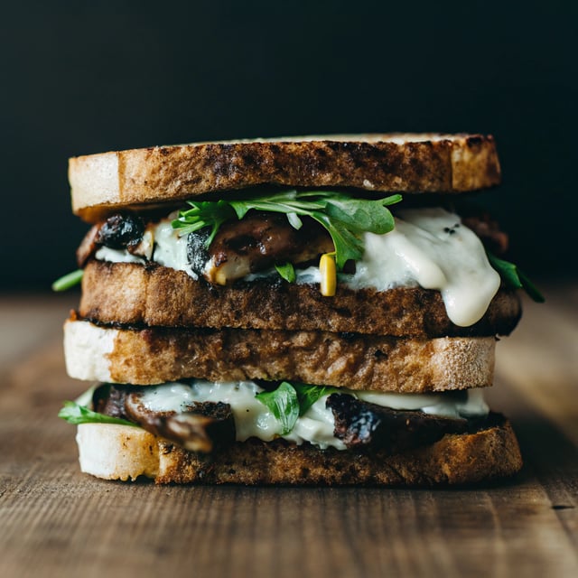 Roasted Mushroom Sandwich with Horseradish Aioli