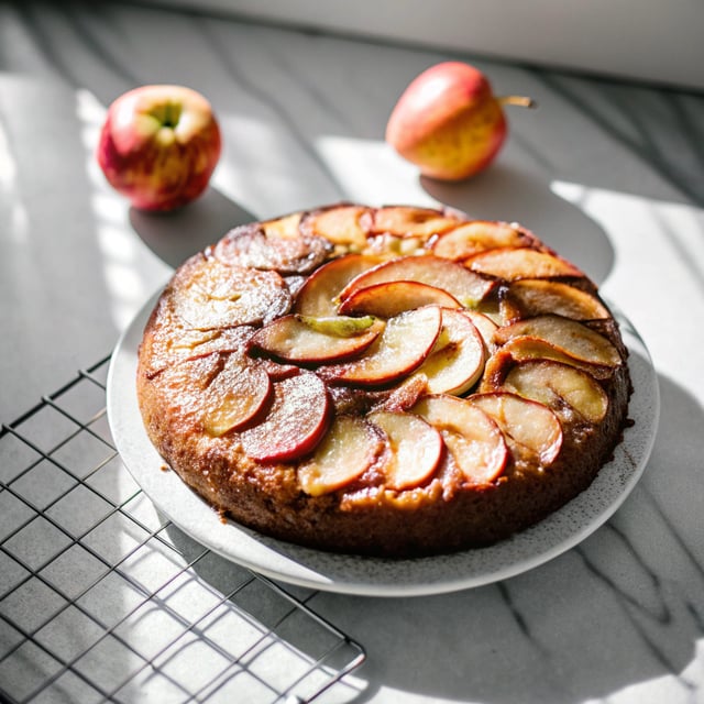 Salted Caramel Apple Upside Down Cake