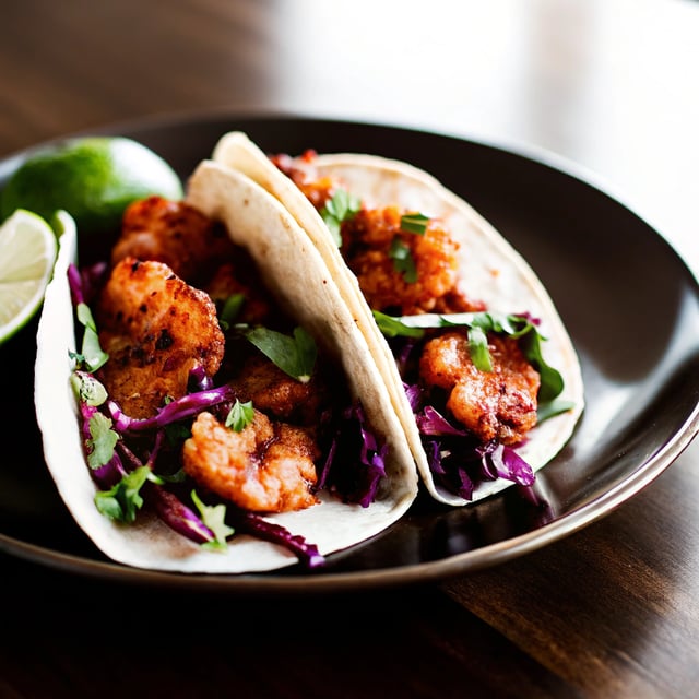 Spicy Shrimp Tacos with Garlic Cilantro Lime Slaw