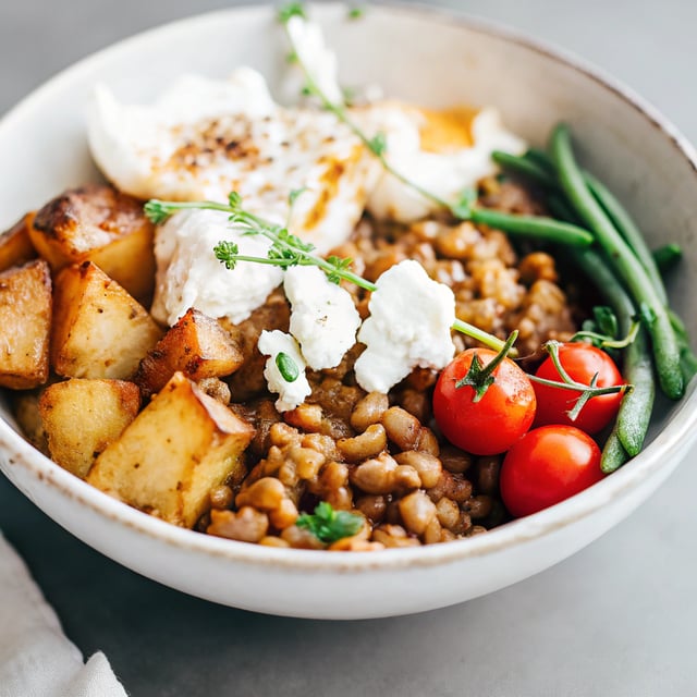 Sunshine Lentil Bowls with Garlic Olive Oil Dressing