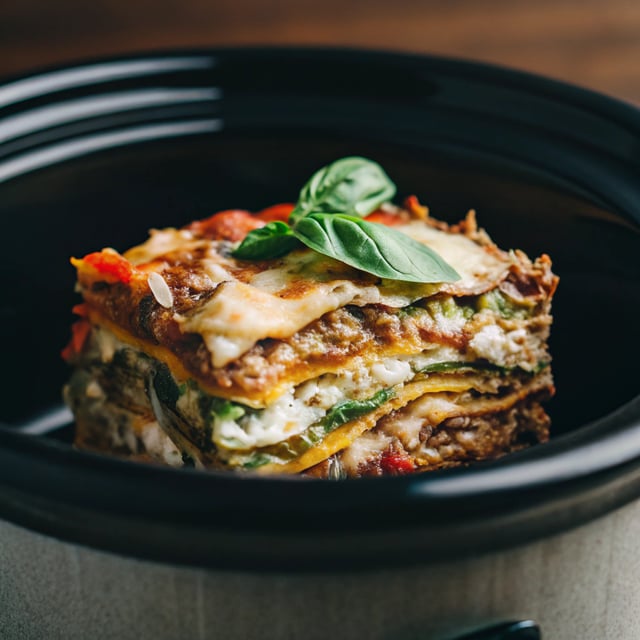 Super Easy Skinny Veggie Crockpot Lasagna
