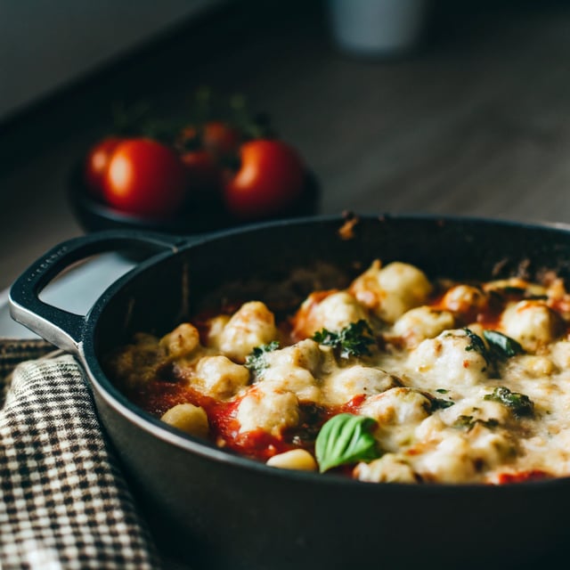 Three Cheese Baked Gnocchi with Spinach