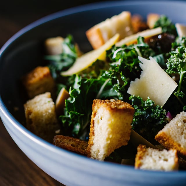 Toasted Bread and Parmesan Kale Salad