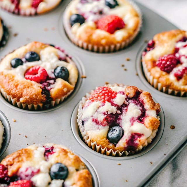 Triple Berry Cheesecake Muffins