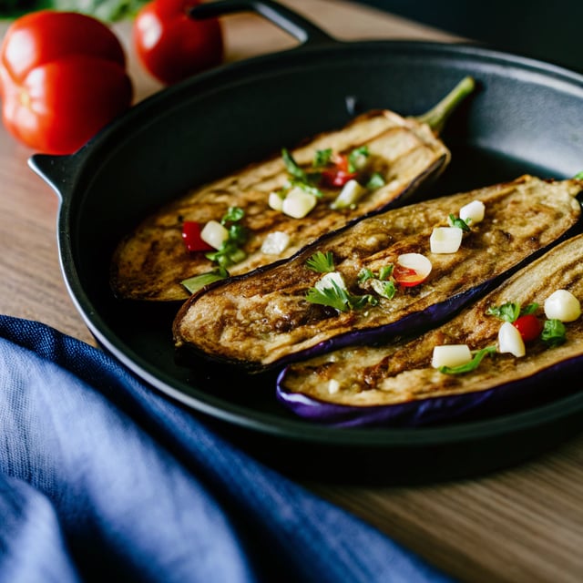 Almost no-oil Pan Fried Eggplant