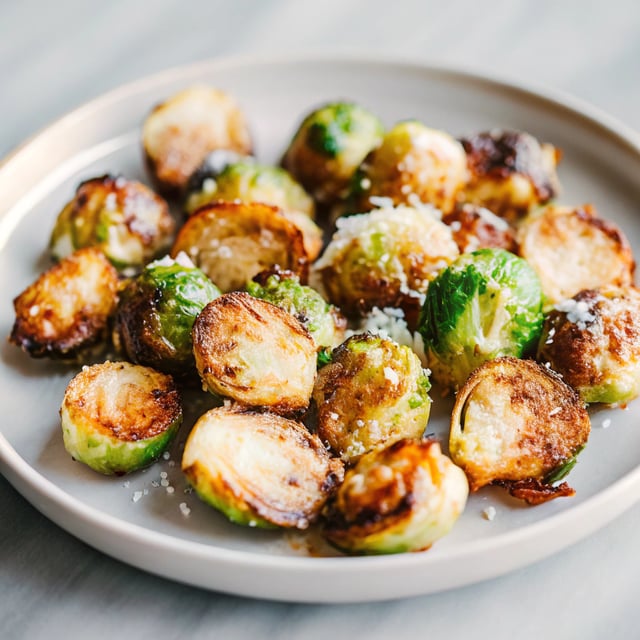 Amazing CRISPY Parmesan Garlic Roasted Brussels Sprouts