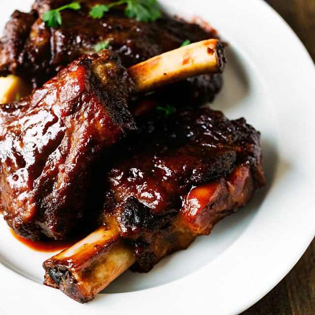 Beef Ribs with Barbecue Sauce - slow cooked short ribs!