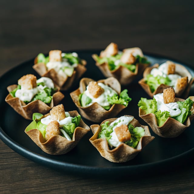 Caesar Salad Wonton Cups