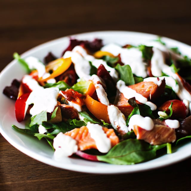 Celebration Salmon Salad with Yoghurt Ranch Dressing