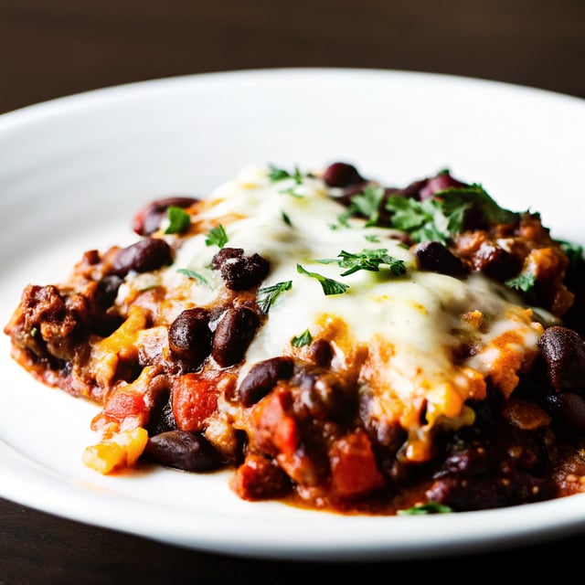 Cheesy baked Mexican beef and beans
