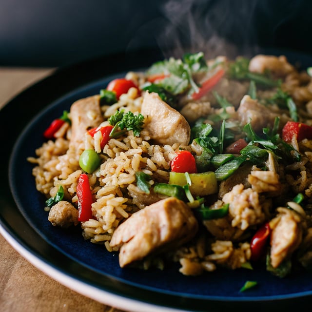 Chicken & Green Vegetable Pilaf (One Pot Dinner)