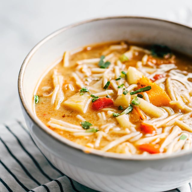 Creamy Vegetable Soup with Noodles (No cream!)
