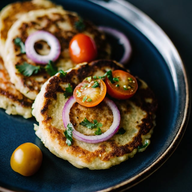 Crispy Couscous Pancake with Tomato & Onion