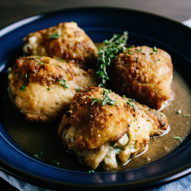 Crispy Herb Baked Chicken with Gravy