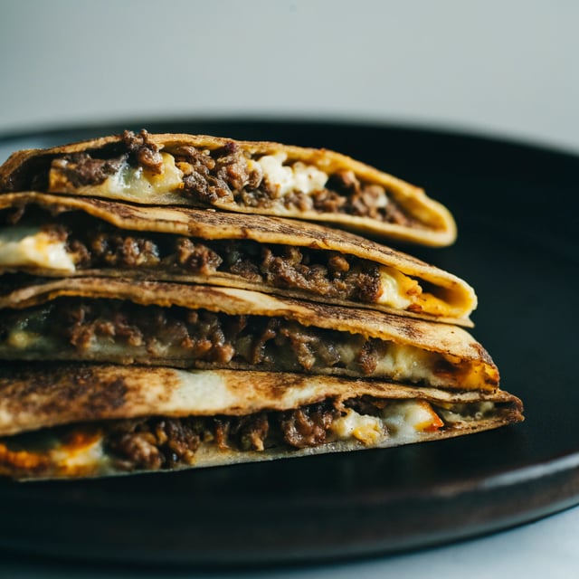 Crispy oven baked beef quesadillas