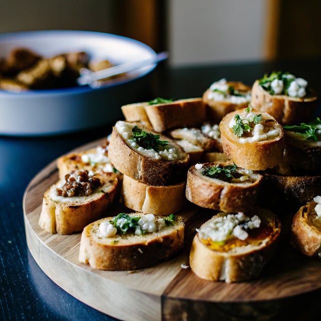 Crostini - toasted bread for toppings and dunking