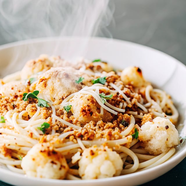 Garlic Butter Cauliflower Pasta with Pangritata