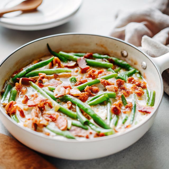 Green Beans in Creamy Parmesan Sauce - with bacon!