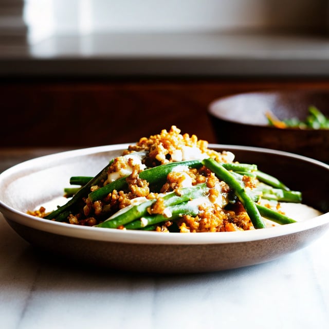 Green Beans with a Mountain of Panko