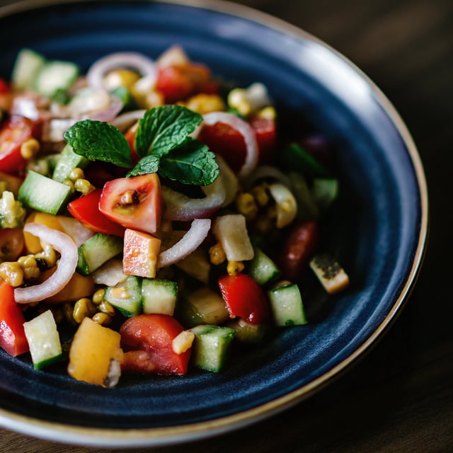 Indian Salad with Tomato and Mint Dressing