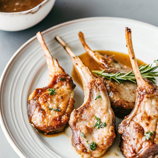 Lamb Chops with Rosemary Gravy (Loin chops, forequarter, cutlets)