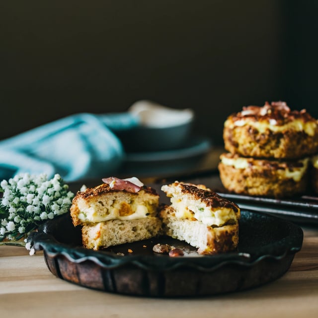 Leftover Mashed Potato Cheese & Bacon Cakes
