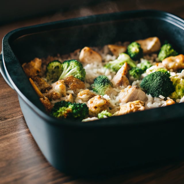 One Pot Broccoli, Chicken and Rice Casserole