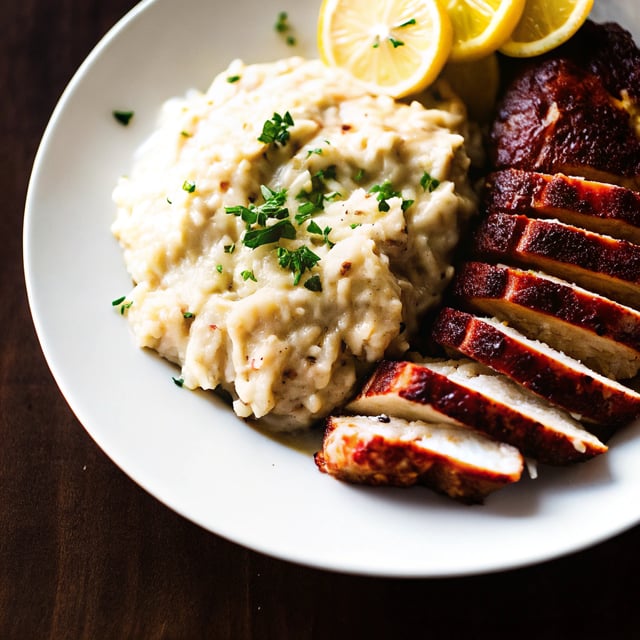 One Pot Creamy Parmesan Garlic Risotto with Lemon Pepper Chicken