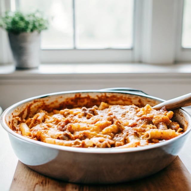 One pot creamy tomato beef pasta