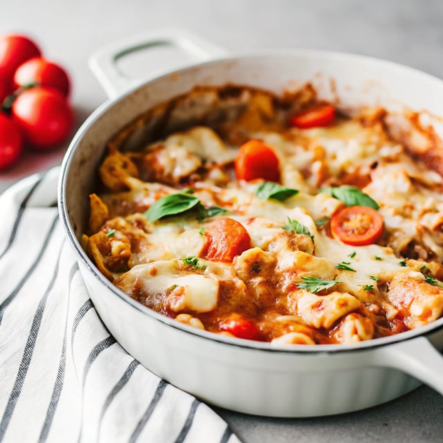 One Pot Creamy Tomato Chicken Pasta Bake (no cream)