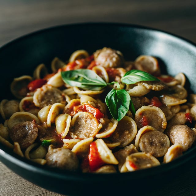Orecchiette Sausage Pasta in Creamy Tomato Sauce