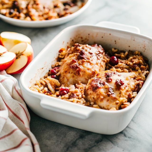 Oven Baked Chicken with Rice Pilaf (Cranberry, Walnut and Apple)