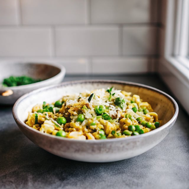 Pea, Zucchini and Pesto Orzo (Risoni)