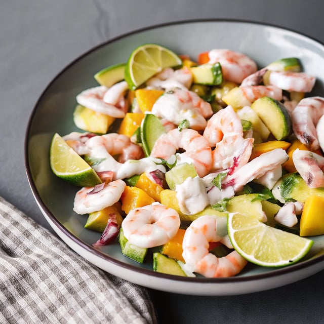 Prawn Mango Avocado Summer Salad with Lime Dressing