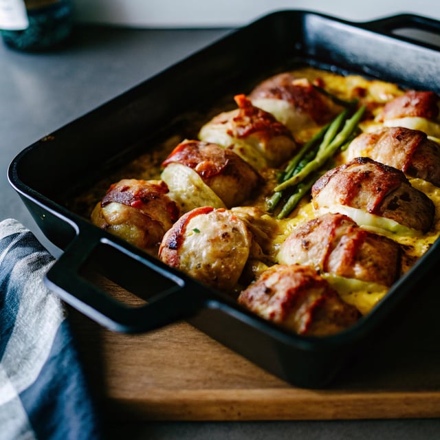 Prosciutto Wrapped Chicken and Scalloped Potatoes (One Pan!)