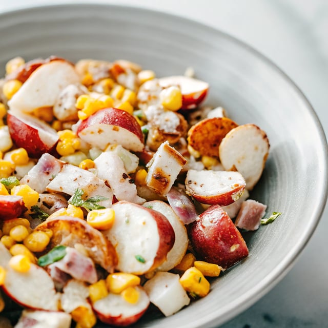 Red Potato Salad with Bacon and Corn (No mayonnaise!)