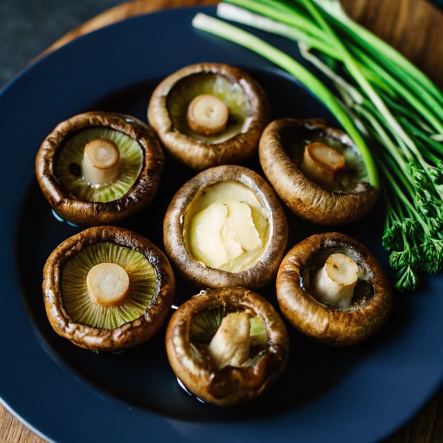 Roasted Flat Mushrooms with Green Onion, Thyme & Butter