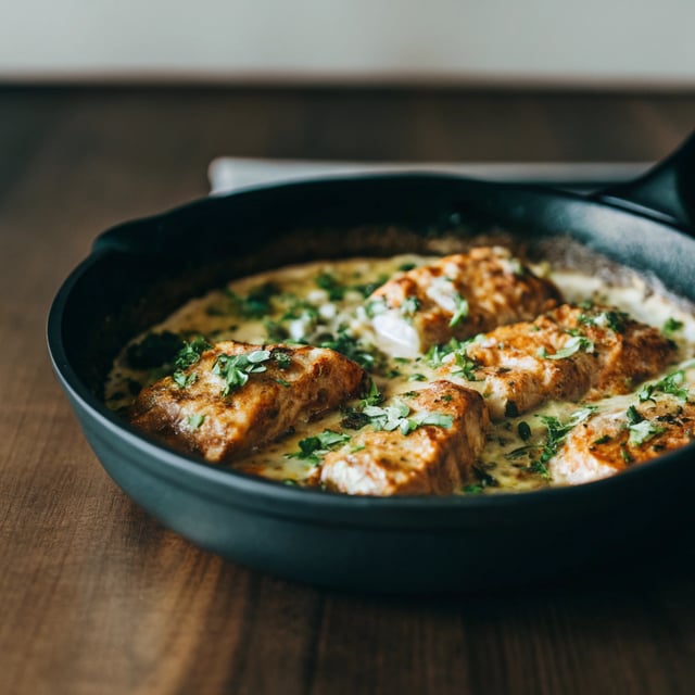 Salmon with Herb & Garlic Cream Sauce