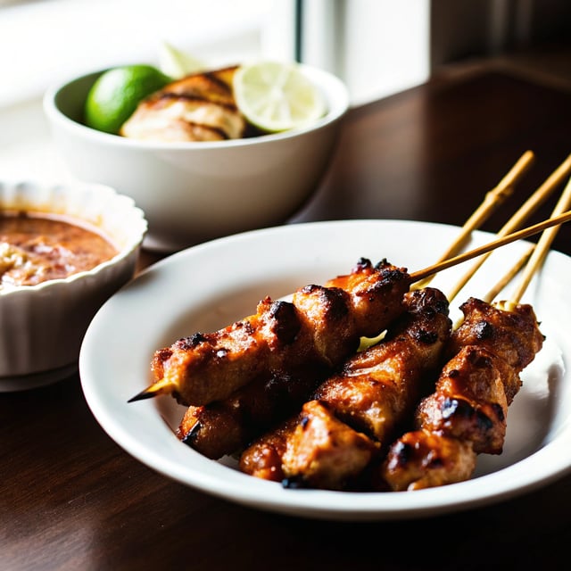 Satay Chicken with Restaurant Style Peanut Sauce (Indonesian/Bali style)